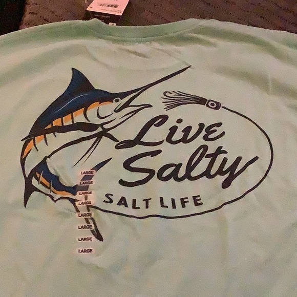 Men’s “Live Salty” Salt Life turquoise tee large - Picture 4 of 4